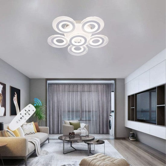 Lustra LED Cercuri 150W, 6 Brate, 550x130 mm, 3 Culori, IR