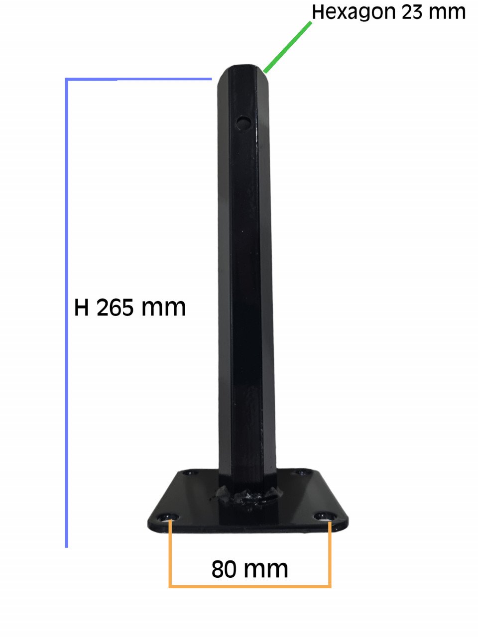 Manicot roata motocultor baza patrata (h 265mm - Hexagon 23mm)