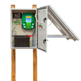 Sistem aparat gard electric (generator de impulsuri) DL 7200, cu panou solar 50 W, regulator de incarcare PWM 10 A, asamblat intr-o cutie metalica