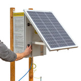 Sistem aparat gard electric (generator de impulsuri) DL 7200, cu panou solar 50 W, regulator de incarcare PWM 10 A, asamblat intr-o cutie metalica