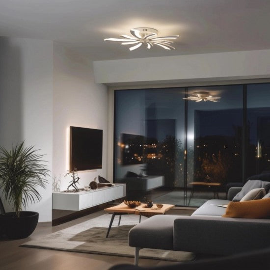 Lustra LED 70W, 10 Brate, Telecomanda IR, 3 Culori, 700 mm