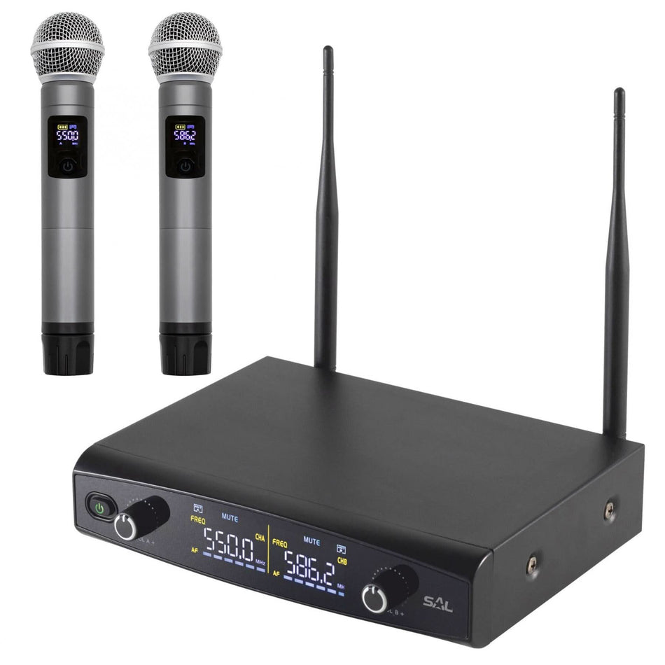 Set microfon profesional wireless UHF, 80 m, 2x30 canale, iesire XLR