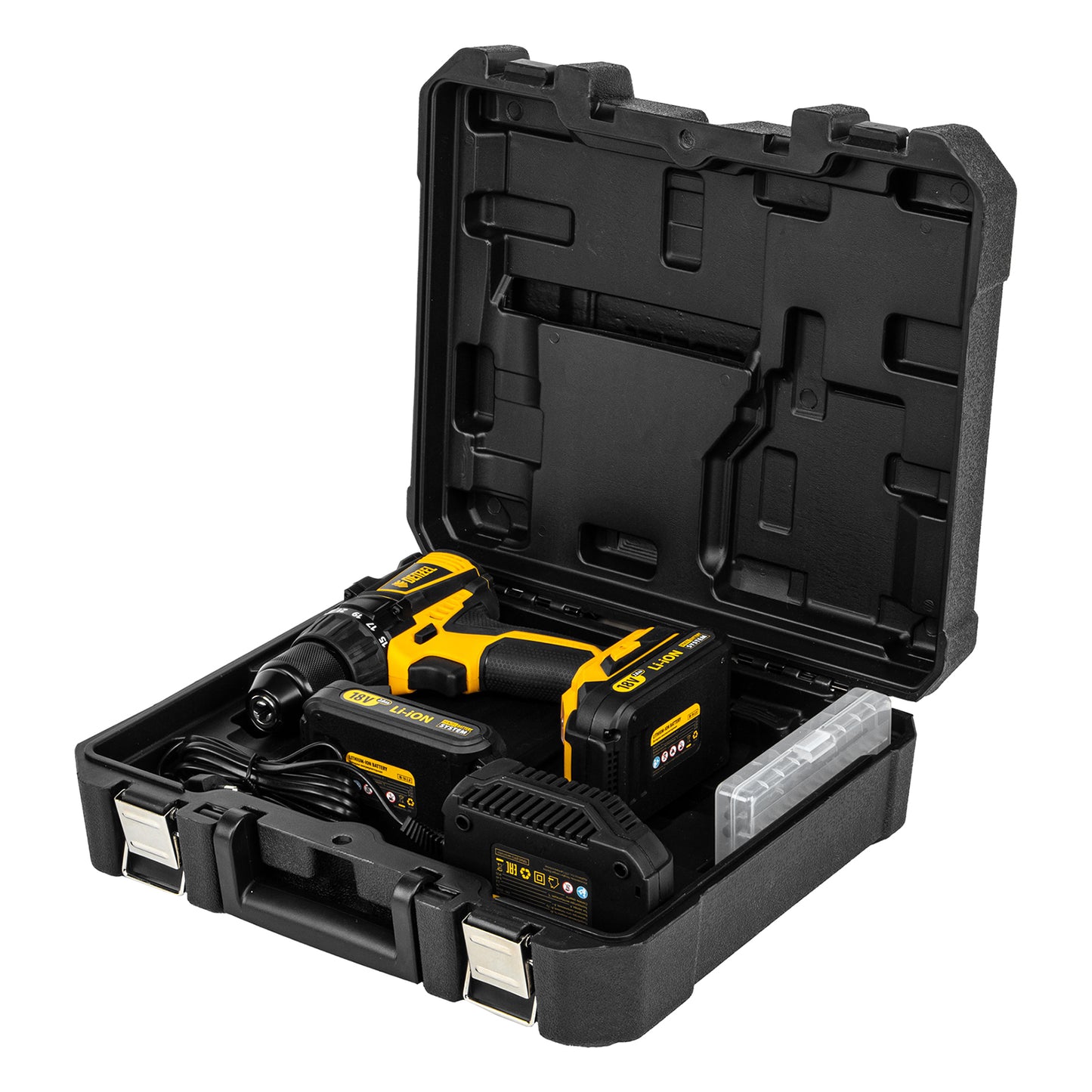 Masina de gaurit cu acumulator fara perie BLDL-IB-18-02, Li-Ion 18 V, 1,5 Ah, 2 viteze, Denzel