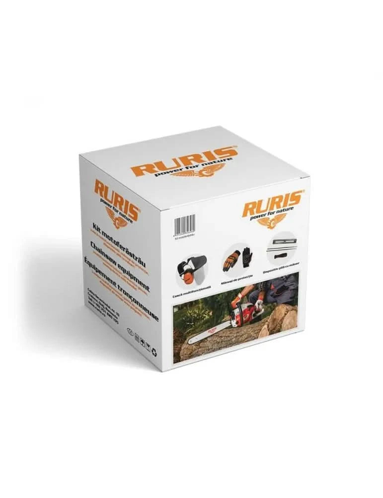 Kit Protectie si Intretinere pentru Motoferastrau – Casca, Manusi, Dispozitiv Intindere, Pila cu Maner