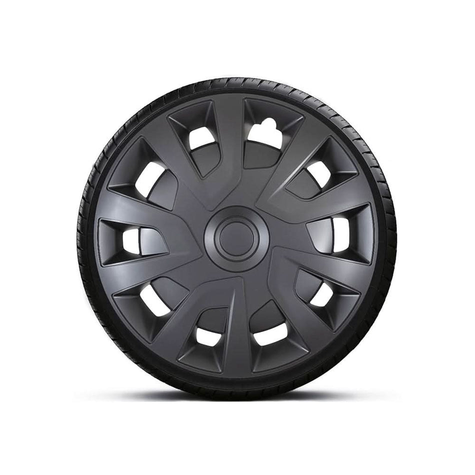 Set 4 capace roți universale 15 inch Negre Revo Van, material plastic ABS