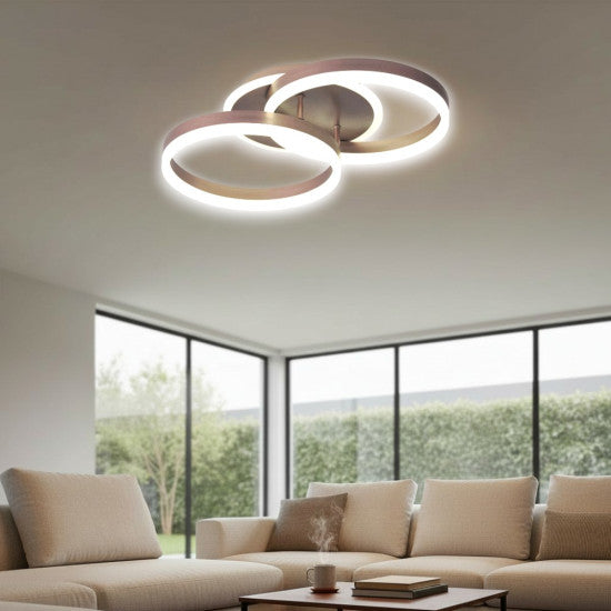 Lustra LED Dione Cafeniu 64W, 3800 lm, 300x300 mm, Telecomanda
