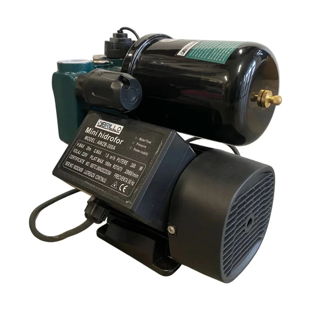 Mini hidrofor 300W, debit 1.8 mc/h, 20m refulare, 8m absorbtie, bobinaj cupru, carcasa fonta