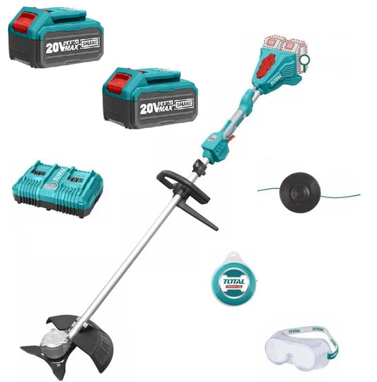 Motocoasa si trimmer TOTAL Li-Ion 40V, motor brushless, 2 baterii 4.0Ah, incarcator dublu inclus