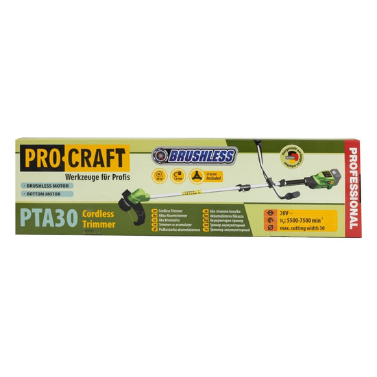 Trimmer pe acumulator PROCRAFT PTA30, 20V, 300 mm, 5500-7500 rpm, fara acumulator