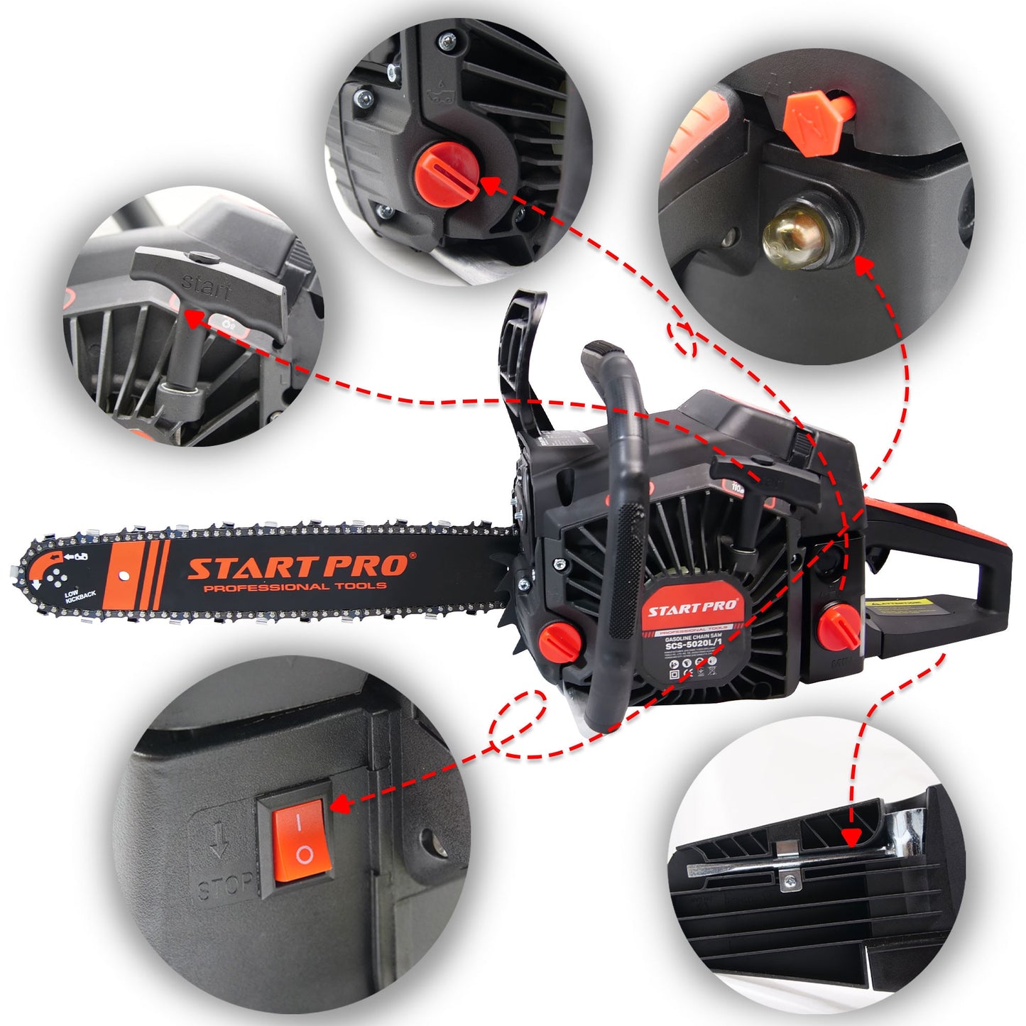 Drujba benzina PROFESIONAL StartPro SCS-5020L/1, 52cc, 4.8 CP, 40 cm