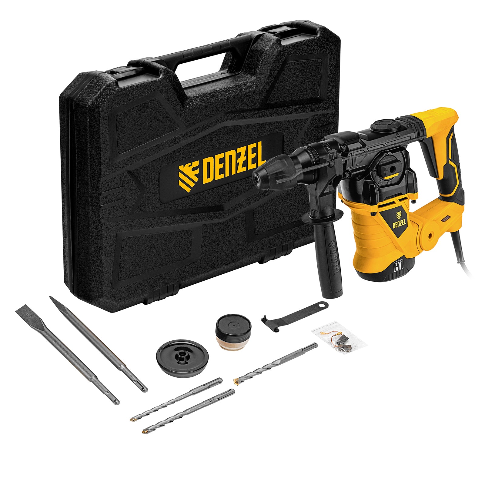 Ciocan rotopercutor electric Denzel RHV-1250-30, SDS-plus, 1250 W, 5 J, 3+1 moduri, valiza inclusa