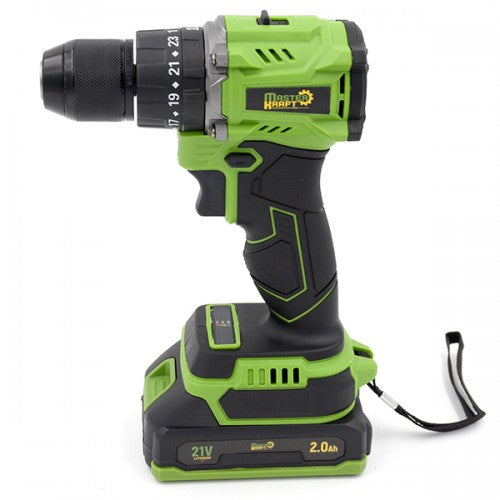 Masina de gaurit si insurubat cu acumulator Master Kraft MK-21BL, 21V, Brushless, cu percutie, 50Nm, kit complet