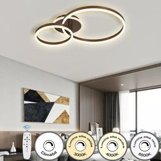 Lustra LED Dione 95W, 5100lm, 3000K/4000K/6500K, telecomanda