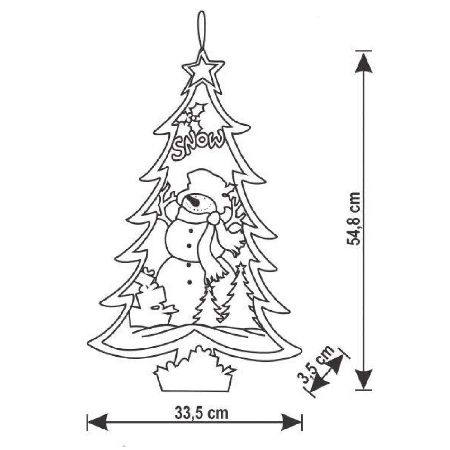 Decor pentru Geam sau Ușă cu LED-uri și Fir Optic – Brad Alb