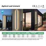 Aplica LED liniara perete neagra 35W, 1700 lm, 1200x80 mm, 3000K