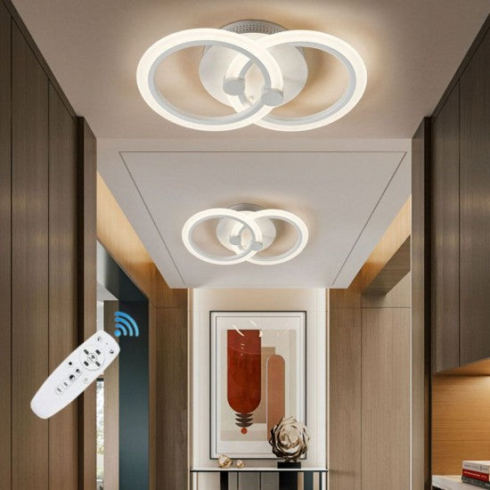 Lustra LED Cercuri 35W, 2 Brate, Telecomanda IR, 3 Culori, 400 mm