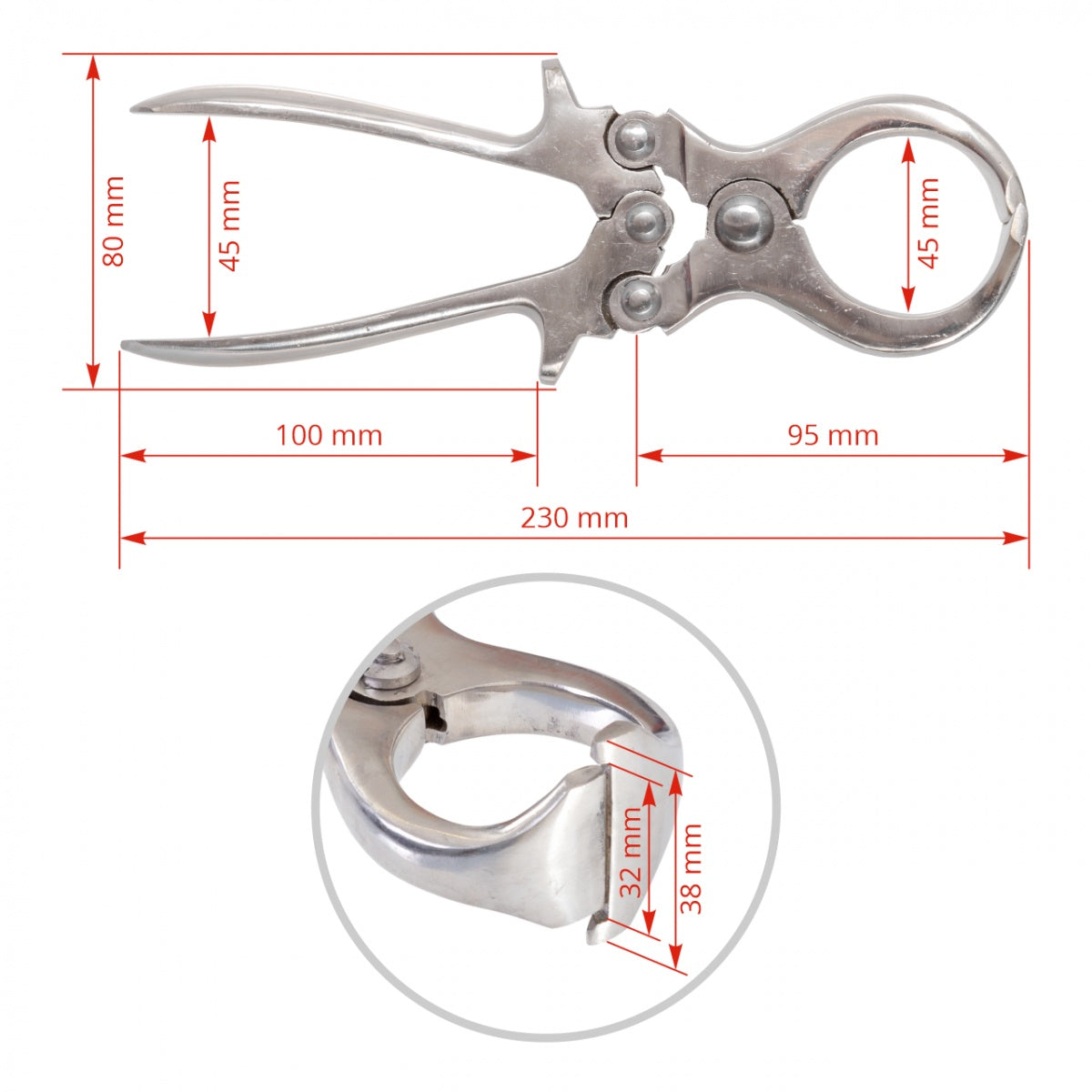 Clema castrare fara sange miei oi capre 23 cm
