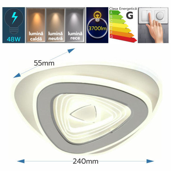Plafoniera LED Halimede 48W, 3700lm, Ø240x55mm