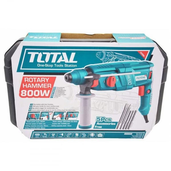 Ciocan rotopercutor TOTAL 800W, SDS Plus, 2.5J – Performanta pentru lucrari dificile