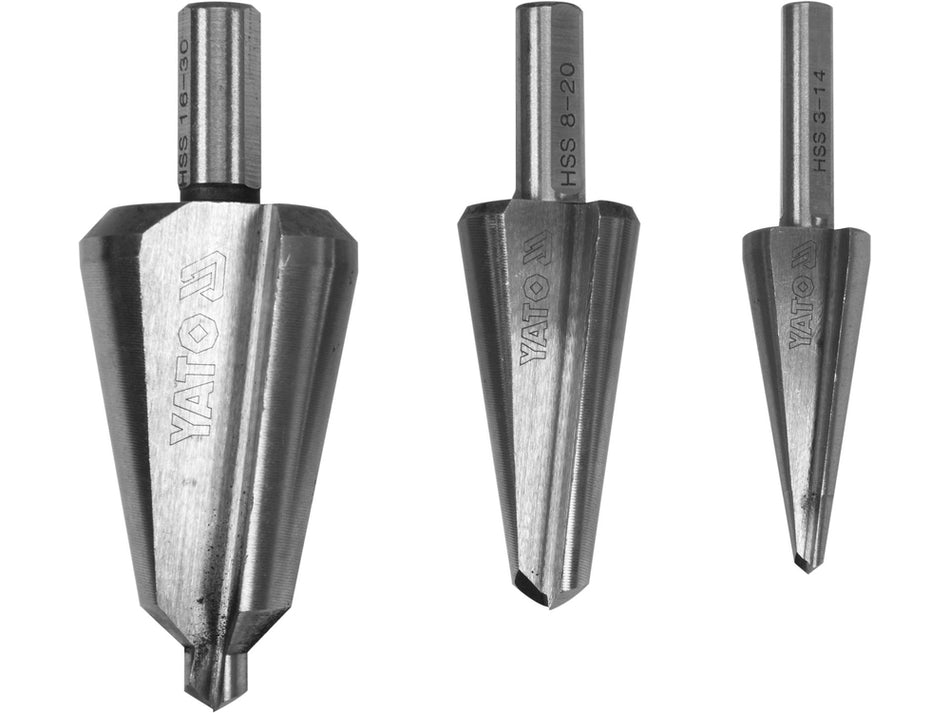 Set alezoare conice HSS 3-14, 8-20, 16-30 mm, Yato
