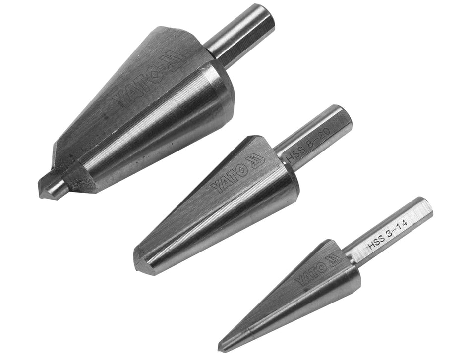 Set alezoare conice HSS 3-14, 8-20, 16-30 mm, Yato