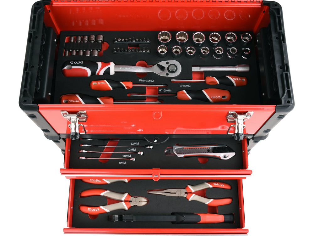 Troler scule cu 3 compartimente 78 piese Yato YT-09104