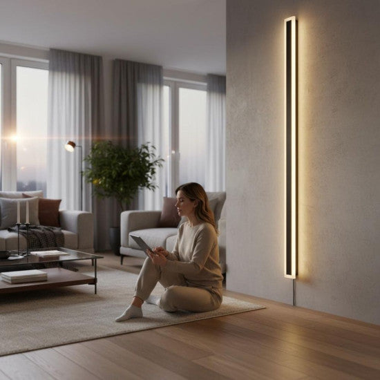 Aplica LED liniara perete neagra 45W, 2200 lm, 1500x80 mm, 3000K