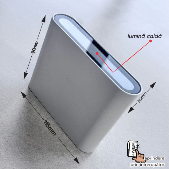 Aplica LED extra-plata, 6W, 540 lm, 115x90x30 mm