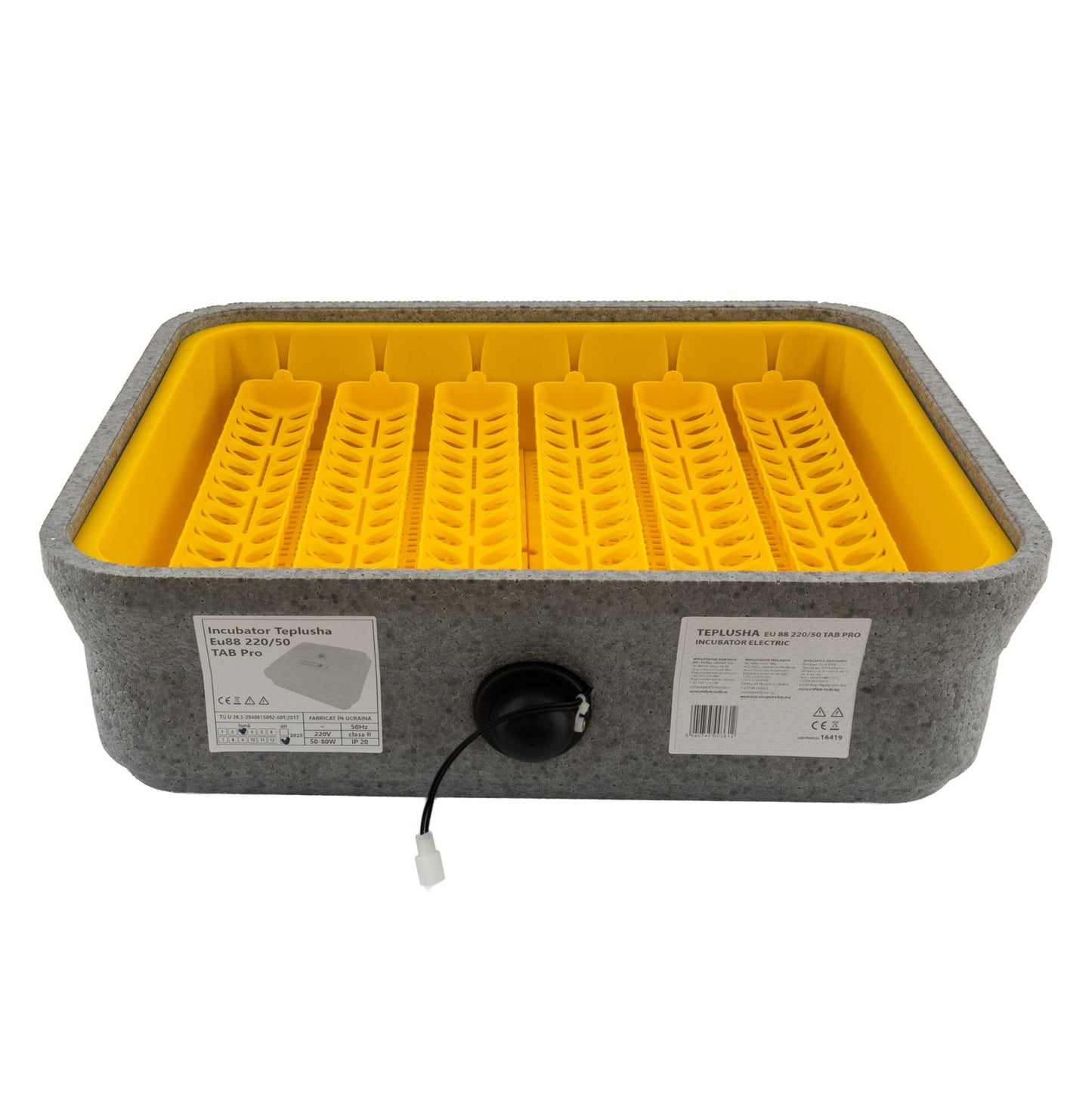 Incubator oua automat TEPLUSHA EU 88 Pro, 88 oua gaina, 230 oua prepelita, 50W, control temperatura si umiditate, sistem automat intoarcere oua