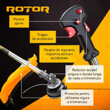 Motocoasa Benzina ROTOR R5500, 4.7CP, 52cc, 2T, 10000 RPM, disc 3 sisteme taiere