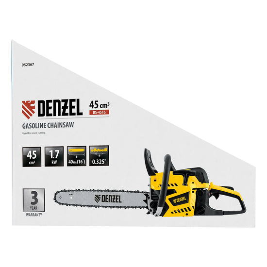 Fierastrau cu lant pe benzina Denzel DS-4516, 45 cm3, 1.7 kW, lama 16", pas 0.325", 64 zale