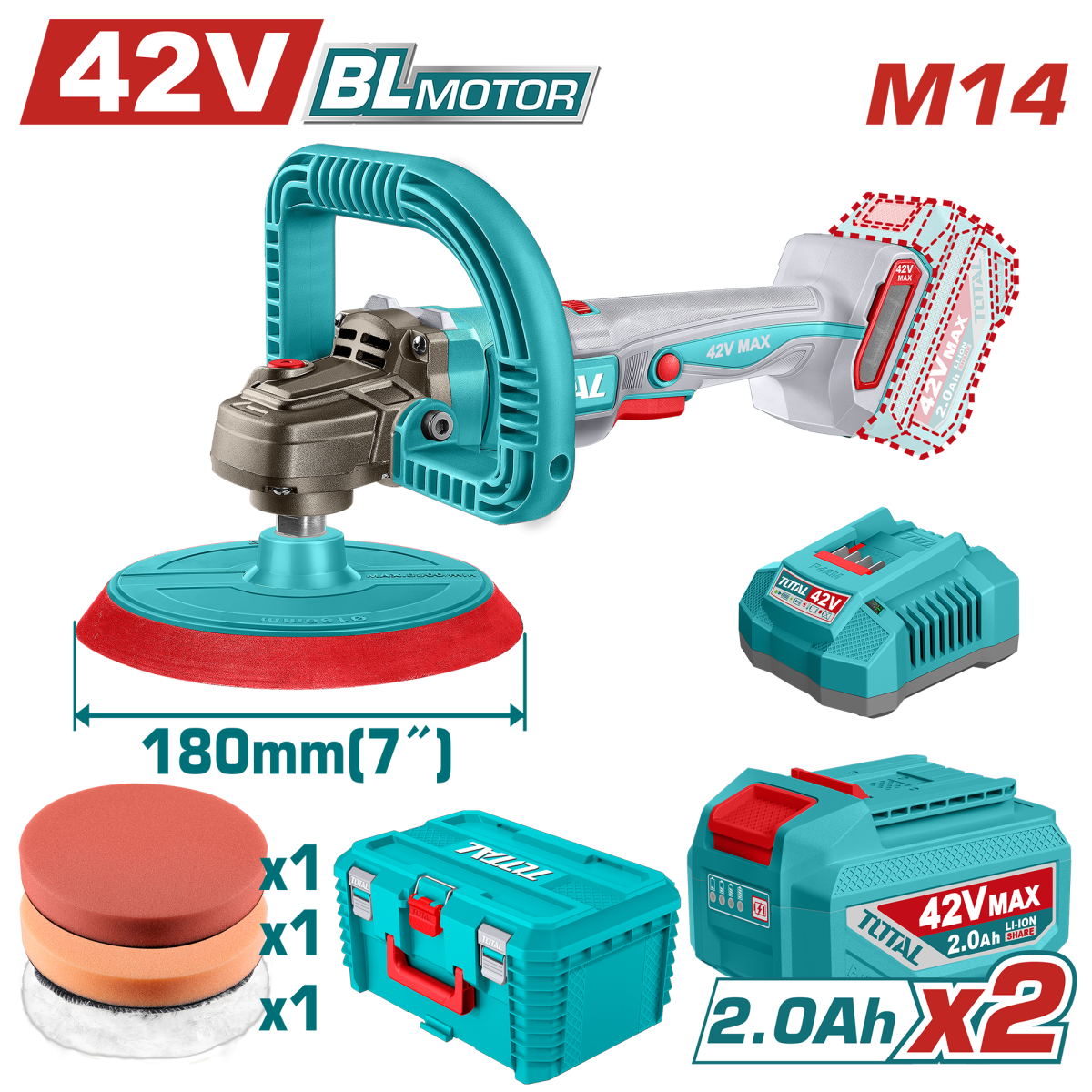 Masina de polisat TOTAL 42V, 180 mm, 400-2500 rpm