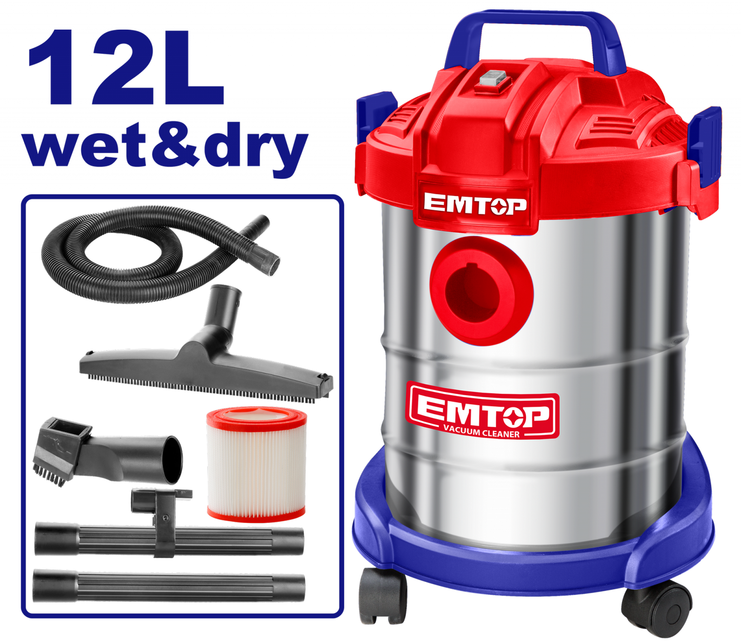 Aspirator electric 12L 800W curatare umeda si uscata filtru HEPA rezervor metalic EVCR0801