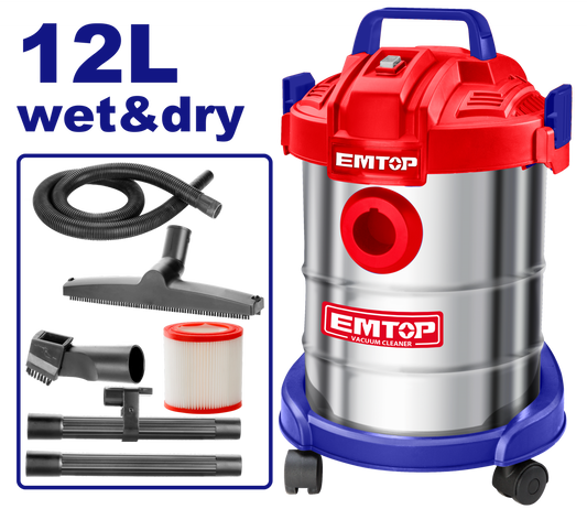 Aspirator electric 12L 800W curatare umeda si uscata filtru HEPA rezervor metalic EVCR0801