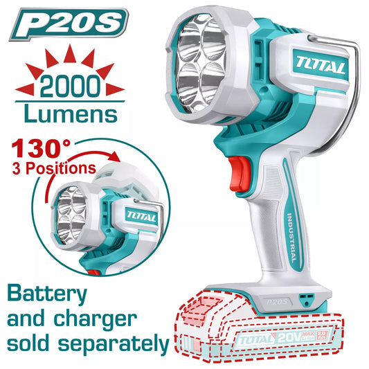 Lampa lucru Profesionala TOTAL 20V, 2000lm, LED 22.5W (fara acumulator si incarcator)