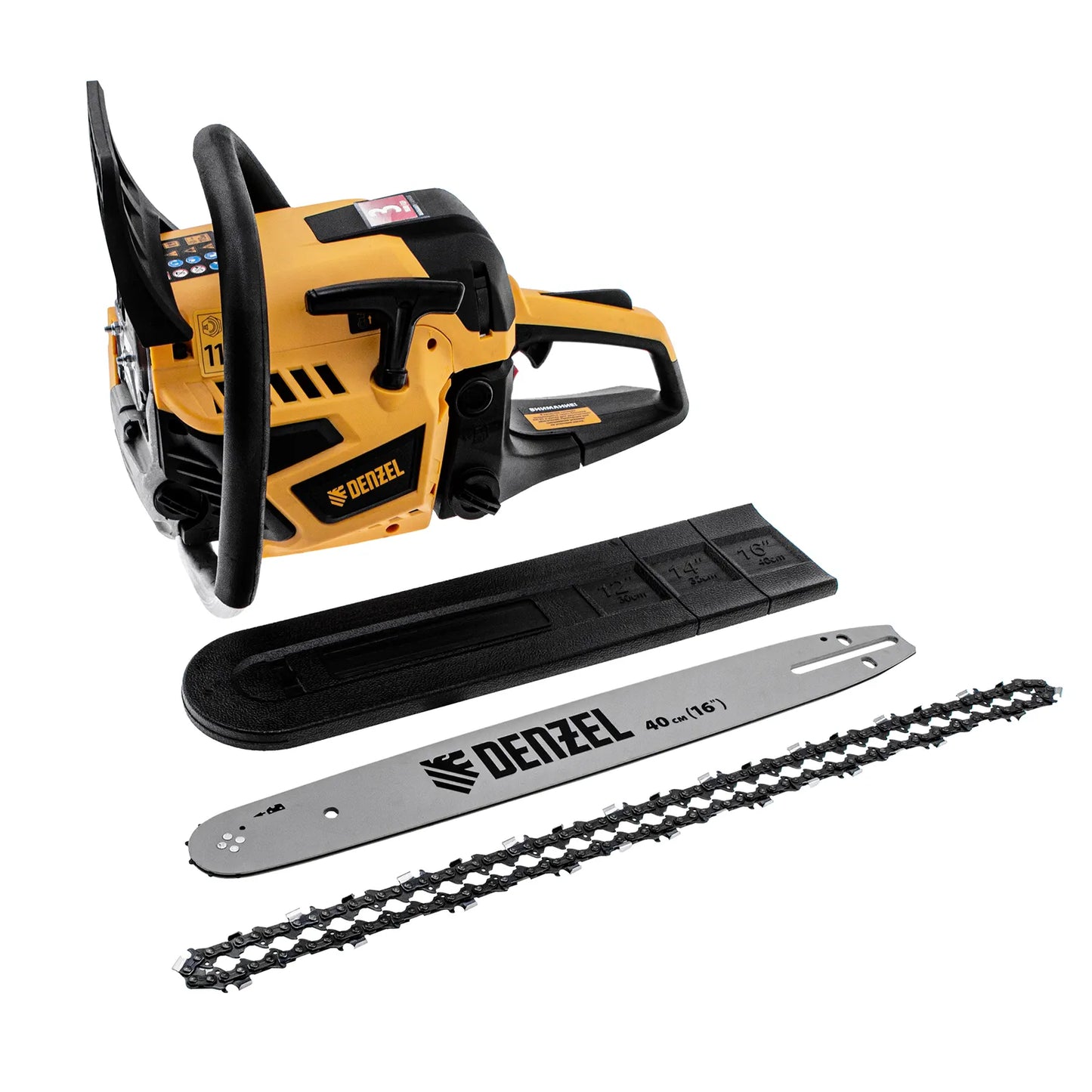 Fierastrau cu lant pe benzina Denzel DS-4516, 45 cm3, 1.7 kW, lama 16", pas 0.325", 64 zale