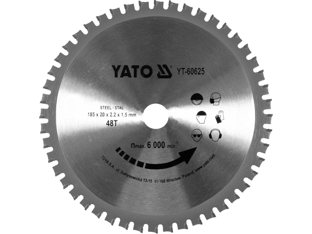 Disc circular Vidia pentru metal 185 mm, 48T, prindere 20 mm Yato YT-60625 - imagine produs 1