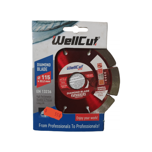 Disc diamantat WELLCUT PROFI 115 mm*10 mm*22.23 mm segmented ef-558