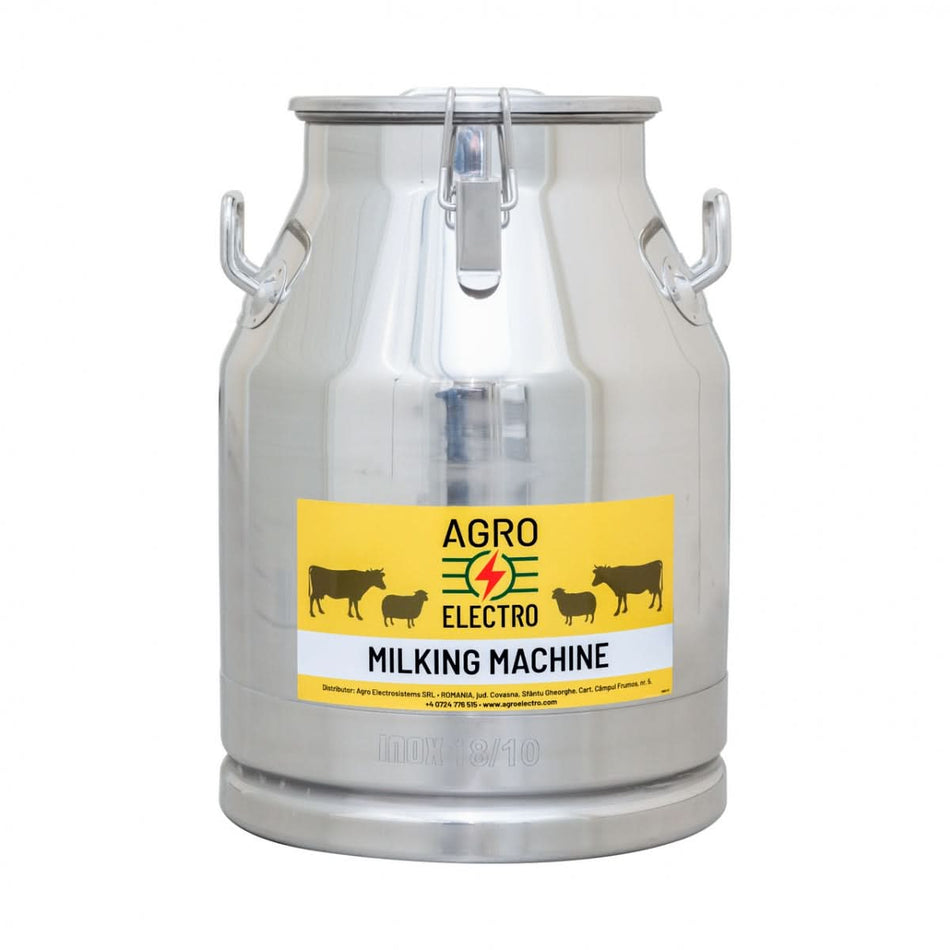 Bidon inox 30L capac clips etans pentru transport lapte
