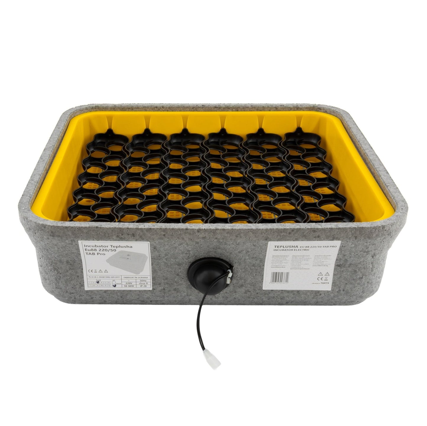 Incubator oua automat TEPLUSHA EU 88 Pro, 88 oua gaina, 230 oua prepelita, 50W, control temperatura si umiditate, sistem automat intoarcere oua