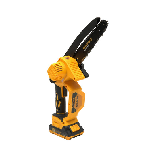 Fierastrau cu lant pe acumulator ROTOR RMC21-8, 21V / 2Ah, Brushless, lama 20 cm, ungere automata, set complet cu 2 acumulatori