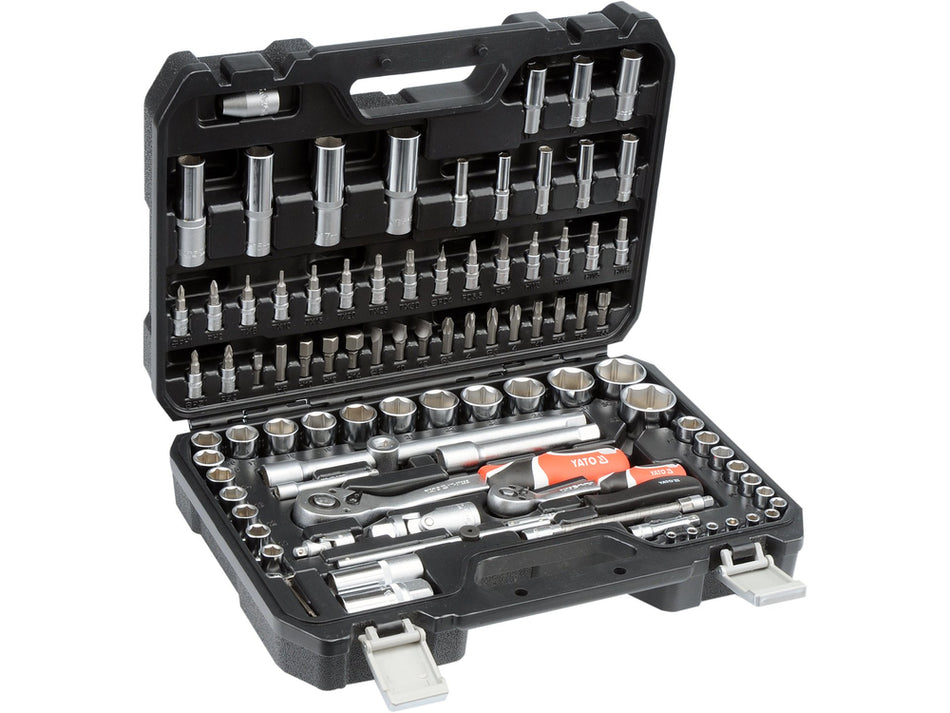 Trusa tubulare Yato 1/2'' – 1/4'', 94 piese – Set profesional cu clichet si accesorii