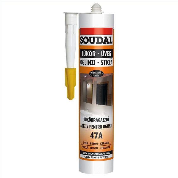 Silicon pentru oglinzi Soudal 47A, 300 ml – Adeziv elastic, rezistent la umiditate