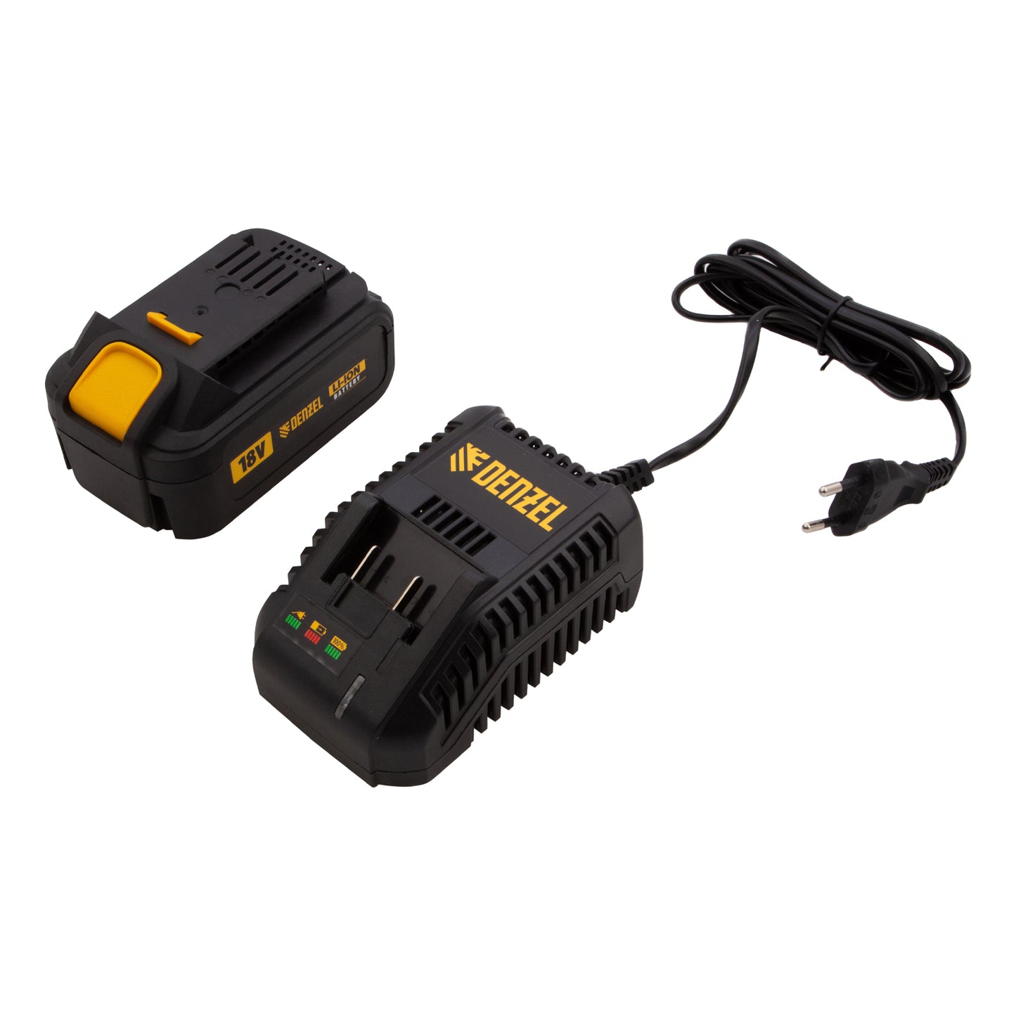 Polizor unghiular cu acumulator Denzel BLG-IB-18-02, Li-Ion 18 V, 3 Ah, disc 115 mm, motor fara perii