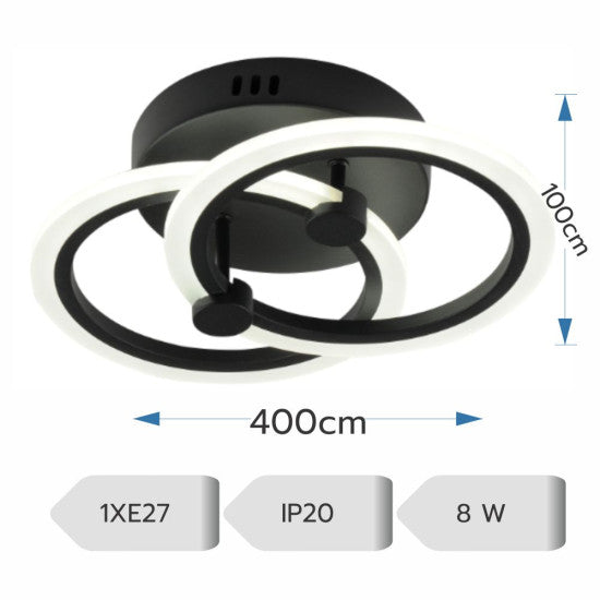 Lustra LED Cercuri, 35W, 3000 lm, 3 Culori, IR 400mm x 100mm