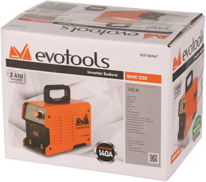 Invertor Sudura cu Afisaj LED EvoTools WMI220, 140 A, 6.1 kVA