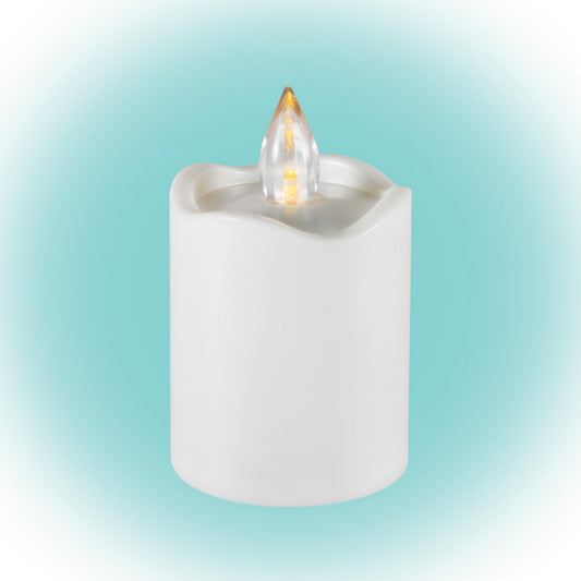 Lumanare LED cu Flacara Acril Alb, Intermitent, Durata 180 Zile, Alimentare 2xBaby C – CDX 2/WH