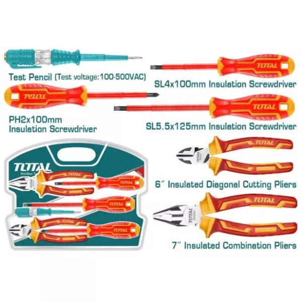Set Surubelnite si Clesti Izolati TOTAL, 6 Buc – Siguranta in lucrari electrice