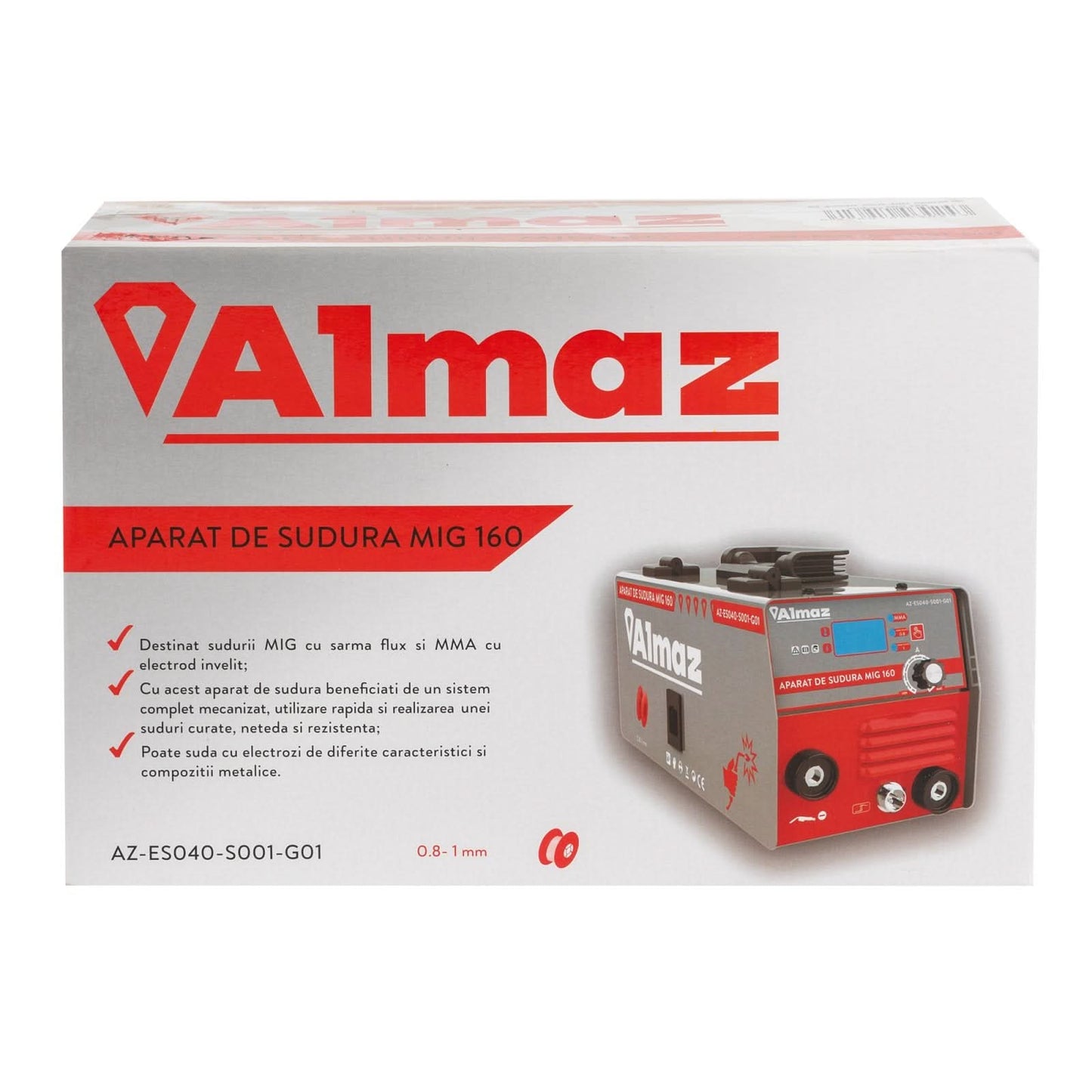 Aparat de sudura MIG160 Almaz AZ-ES040-S001-G01 – compact, versatil, performant