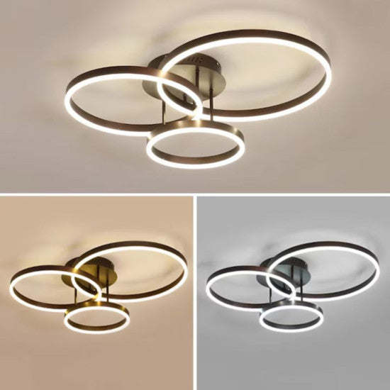 Lustra LED Dione 85W, 4500lm, 3000K/4000K/6500K, telecomanda, auriu